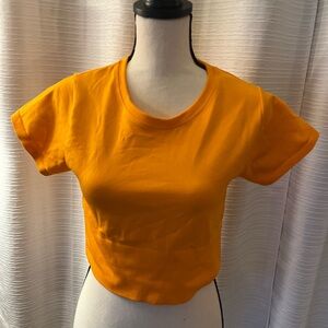 Aerie Orange Crop T-Shirt Fitted Style Never Worn!!